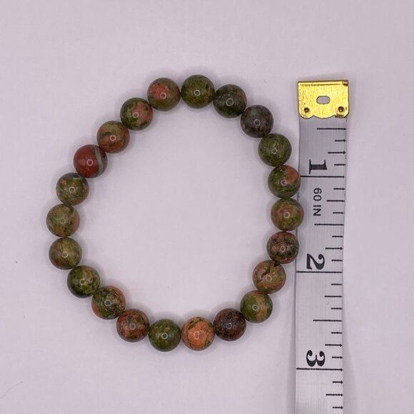 Handmade Carved Jade Beaded Necklace w/ Matching Unakite Bracelet, #403 - Picture 13 of 13